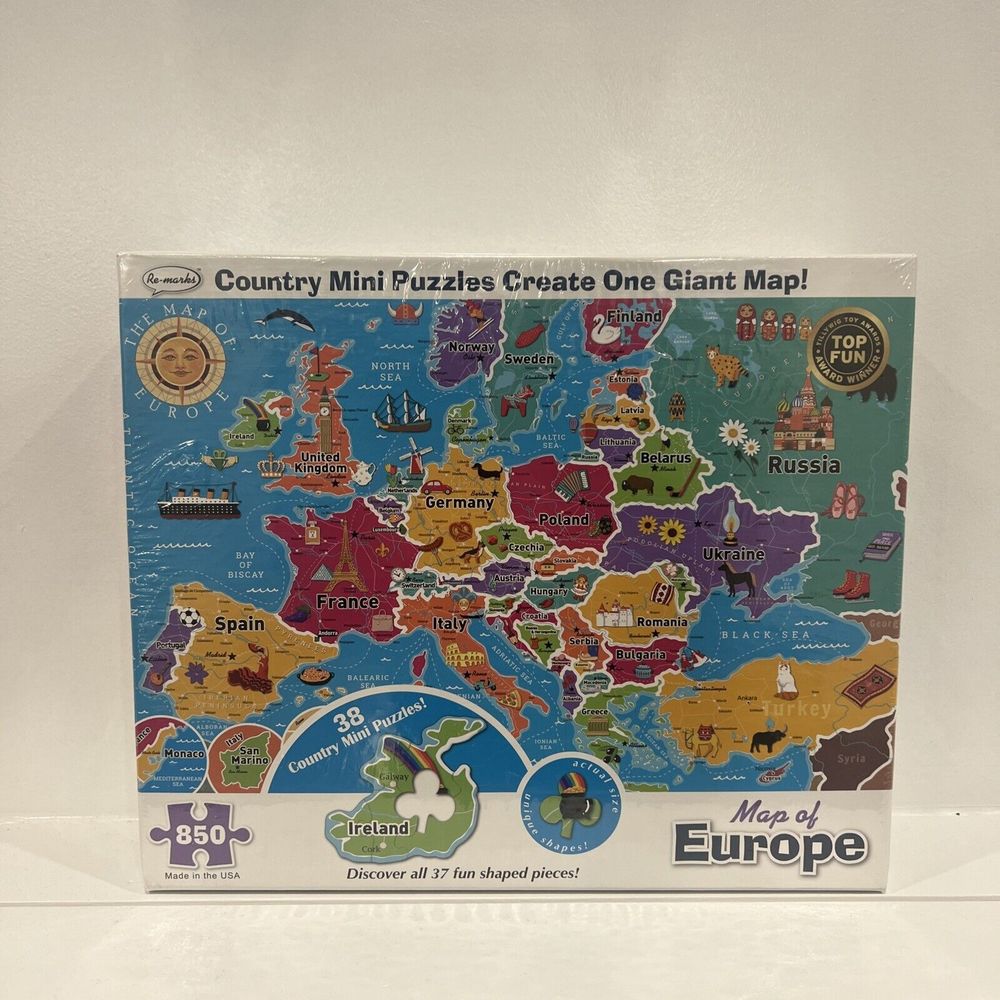 Re-Marks Map Of Europe 850 Piece Jigsaw Puzzle 26” x 32” 37